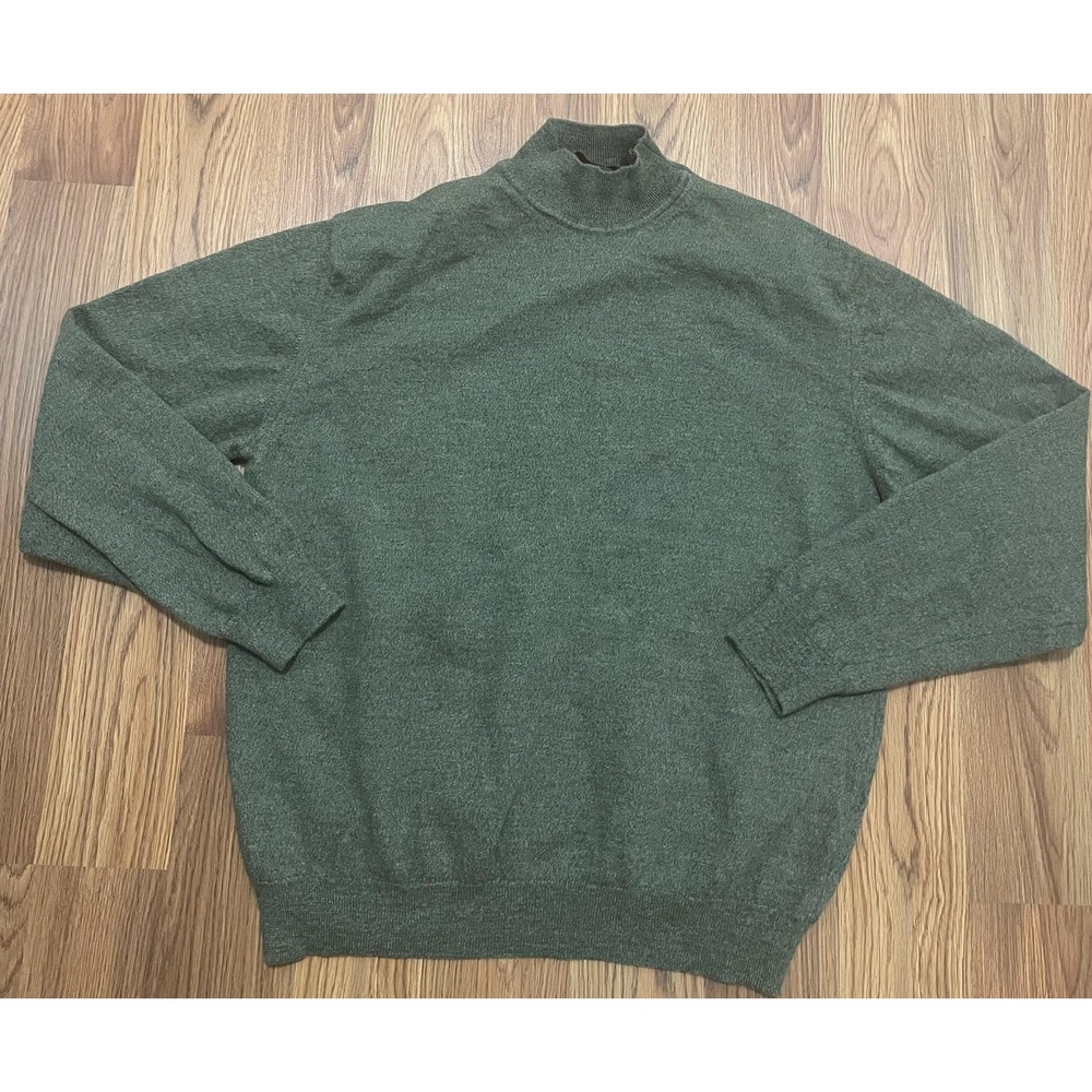 Lord & Taylor Merino Wool Sweater Mens XL Mock Neck Italy Green